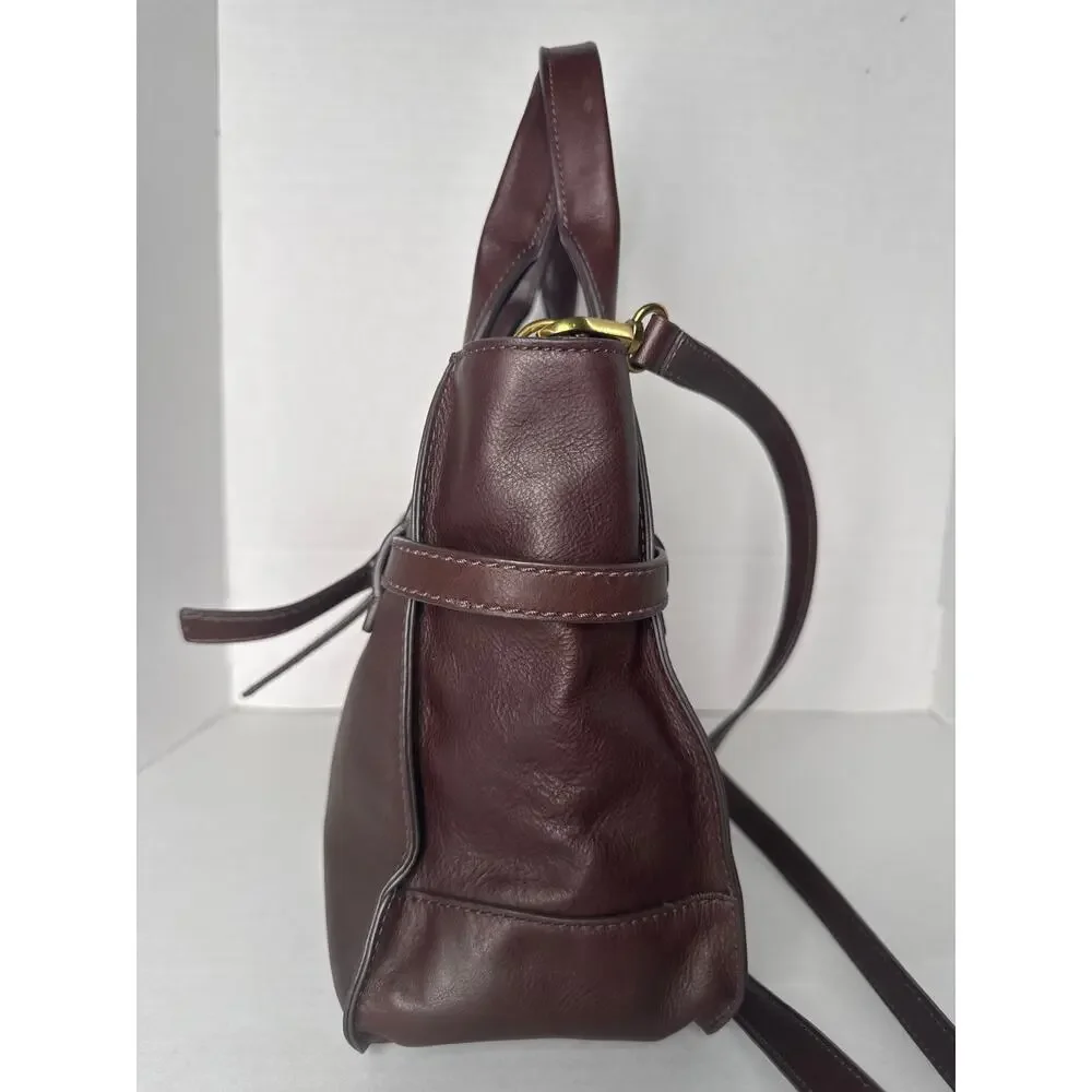FOSSIL Willow Whiskey Brown Leather Satchel Crossbody Bag #SHB2325